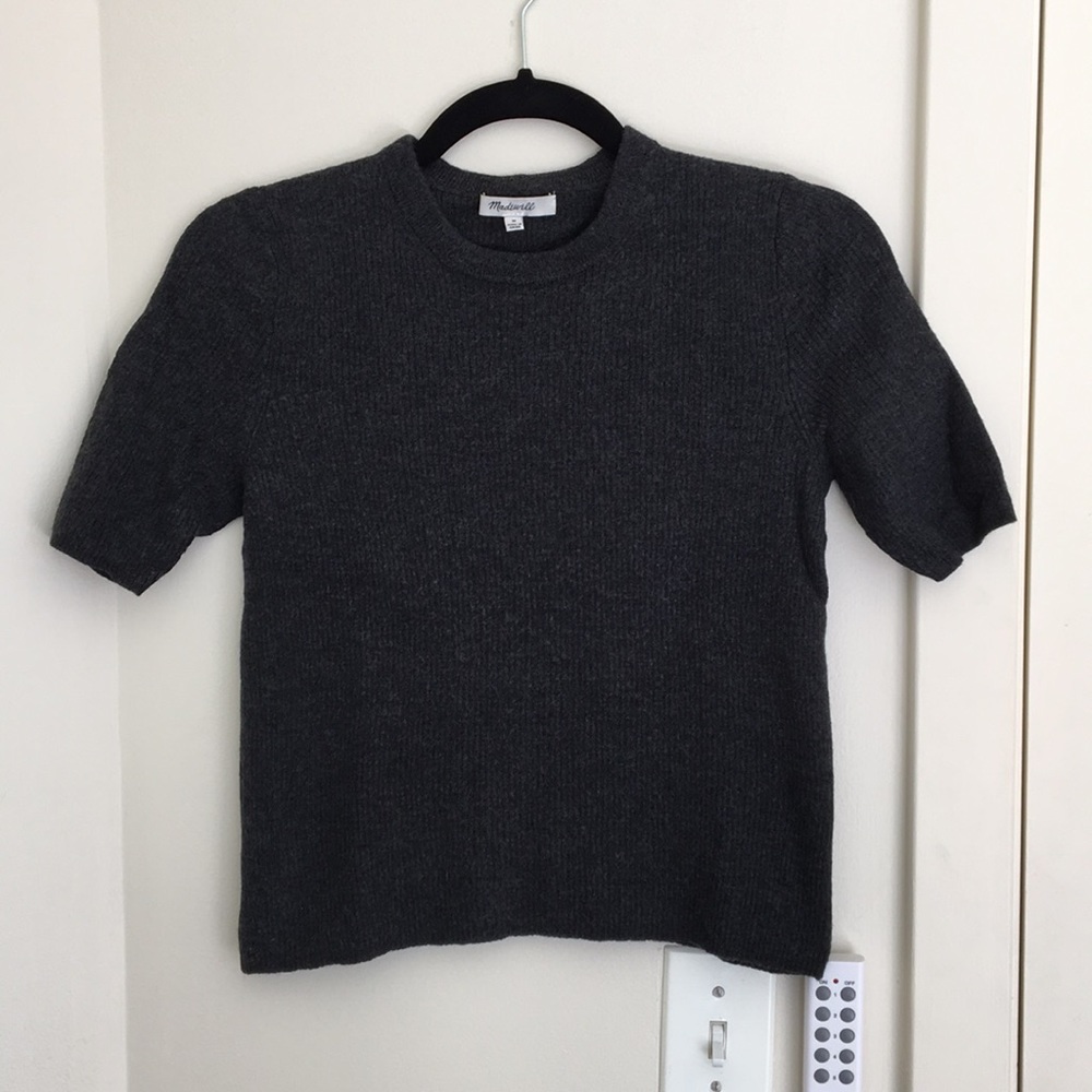 Madewell ribbed sweater top gray